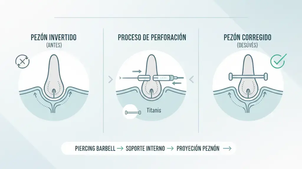 Piercing pezón invertido vs cirugía