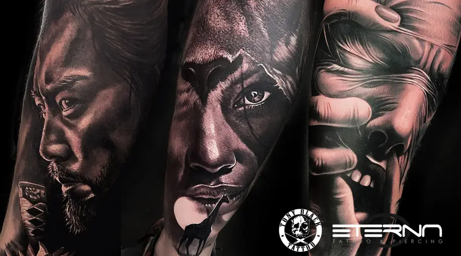 Tatuajes Caras realistas realizadas en nuestro estudio de realismo Eterna Tattoo Barcelona