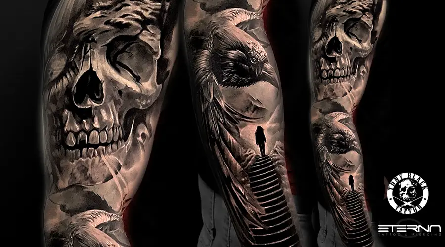 Cover up de Brazo completo realizado por Tony Black en Eterna Tattoo Barcelona