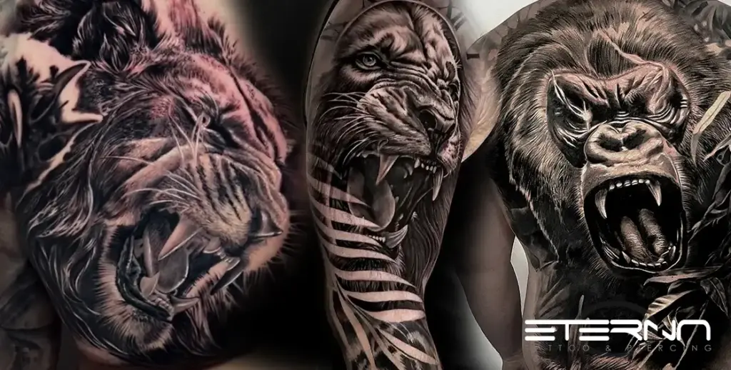 Leones, gorilas, estudio especializado en tatuajes de animales realistas