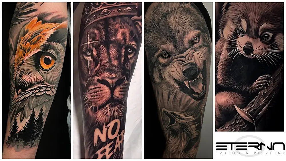 Estudio tatuajes de animales realistas en Barcelona, conjunto de tatuajes
